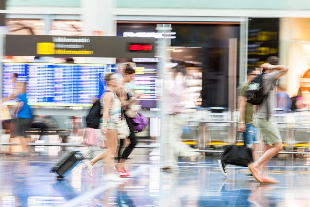 A busy airport terminal