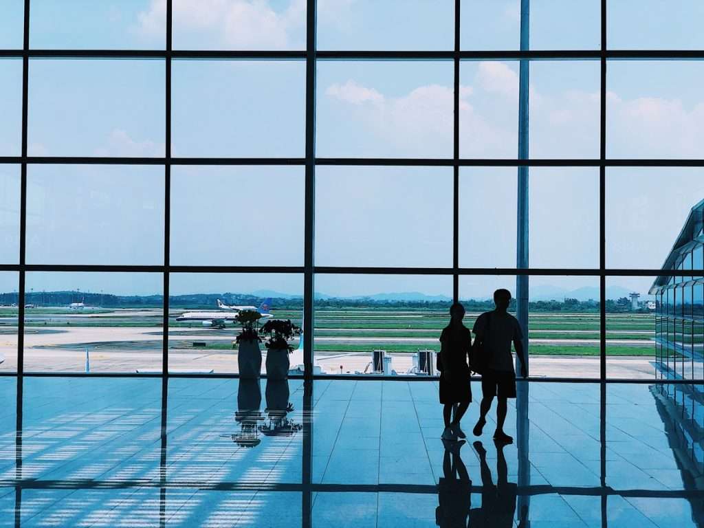 Inside an airport terminal
